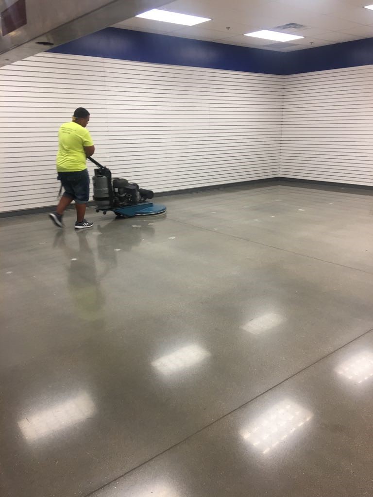 floor polishing empty warehouse